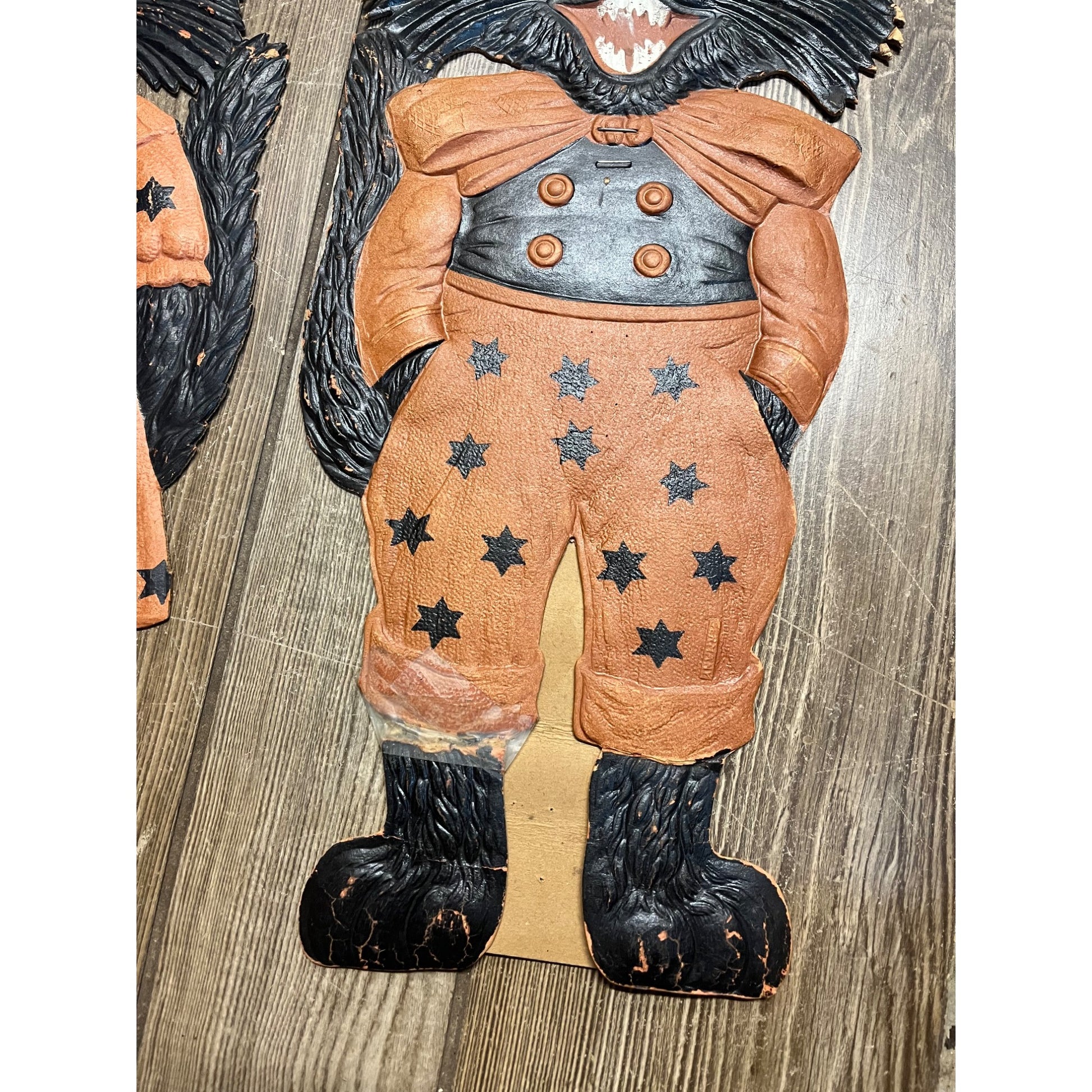 Antique 1920s Halloween German Diecut Black Cats Pair 19.5" Tall Vintage