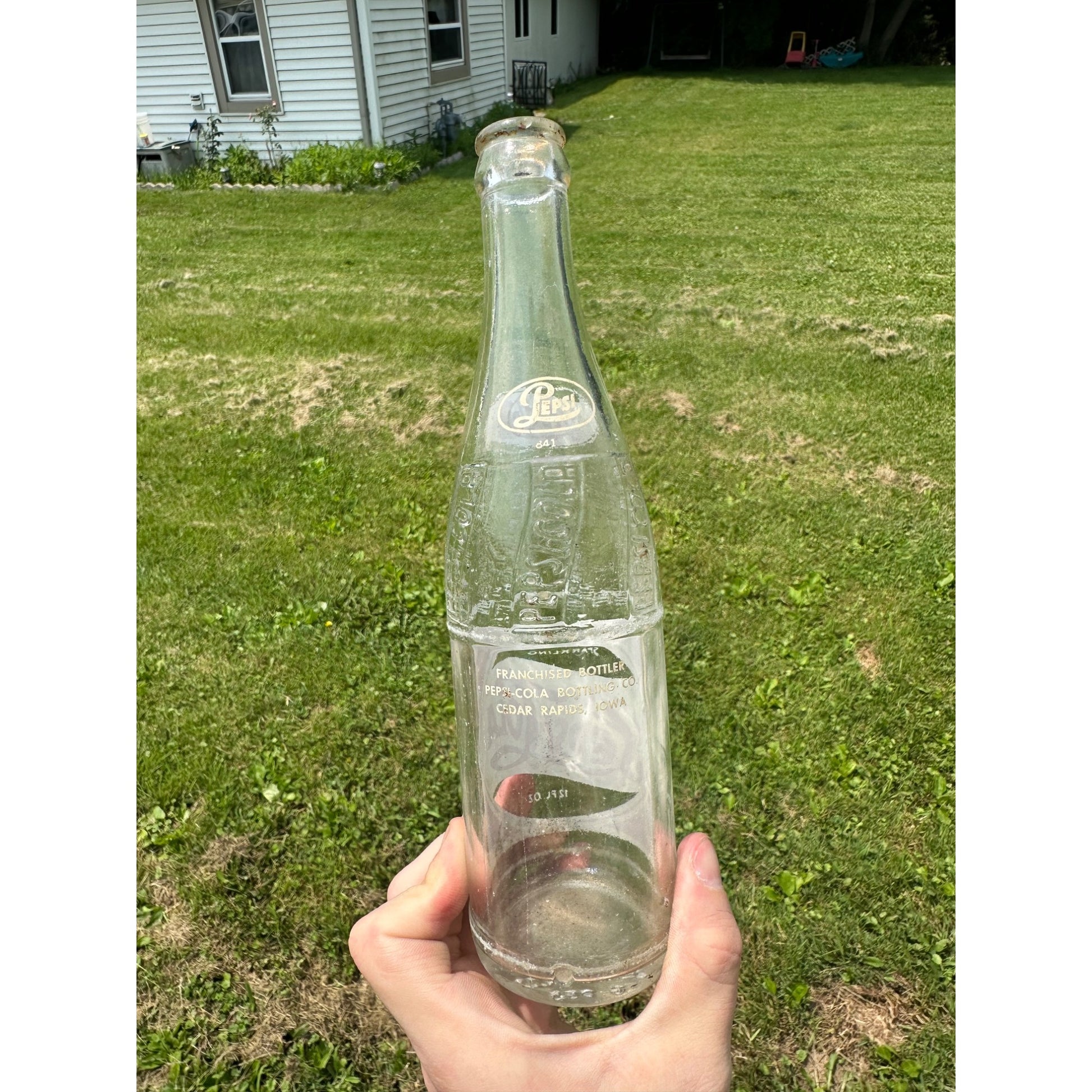 Vintage Pepsi Cola 12oz Glass Soda Pop Bottle Cedar Rapids Iowa
