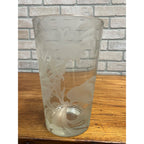 Vintage Franz Grosz Grozart Etched Frosted Glass Vase Signed Floral Art Deco 10"