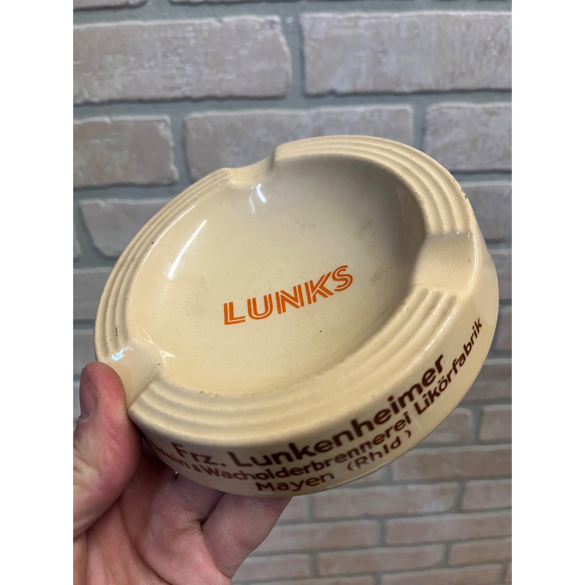 Vintage Lunks Ceramic Ashtray Germany Lunkenheimer Weinbrande Likore