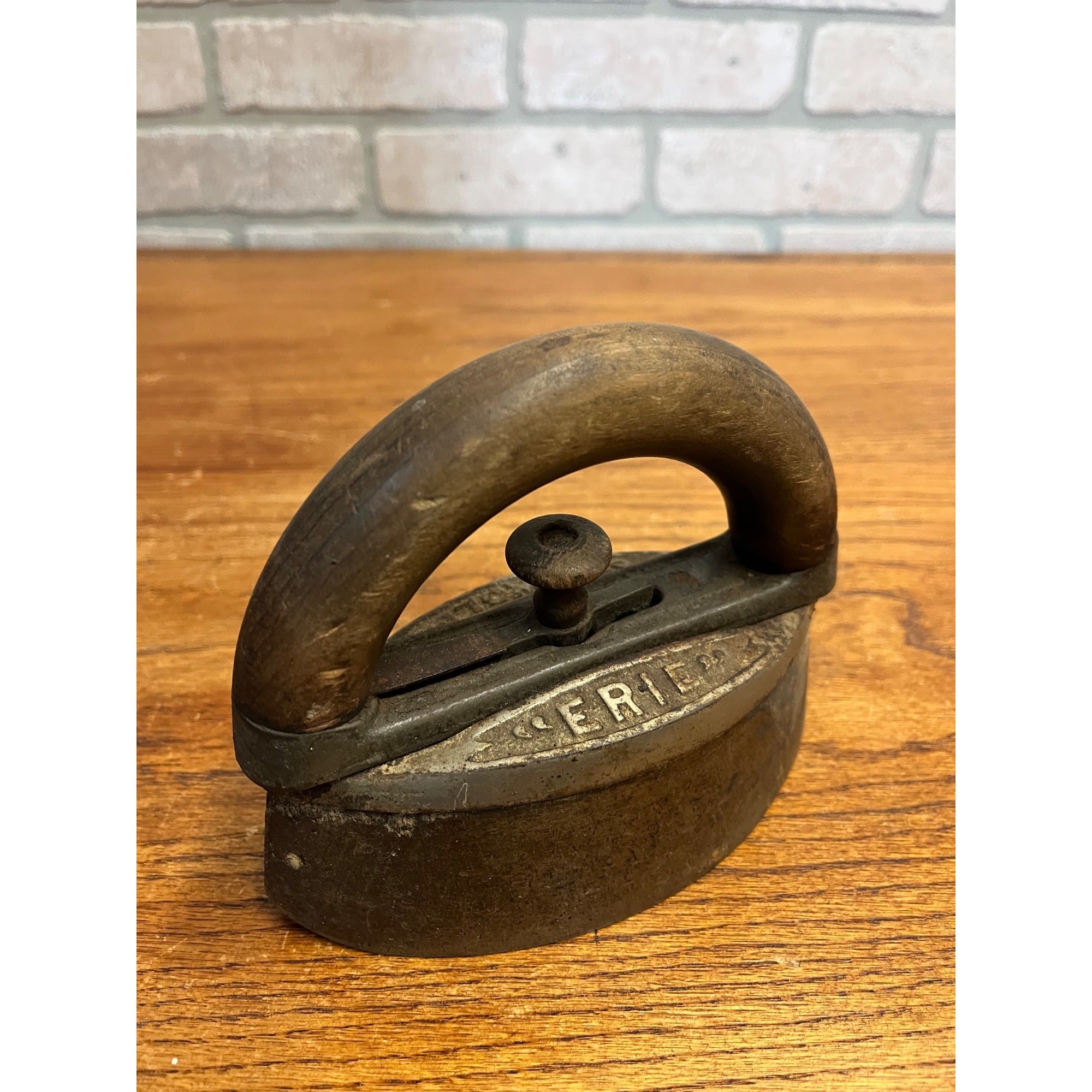 Antique Primitive Griswold Cast Iron Erie PA Flat Sad Iron Nickel-Plated