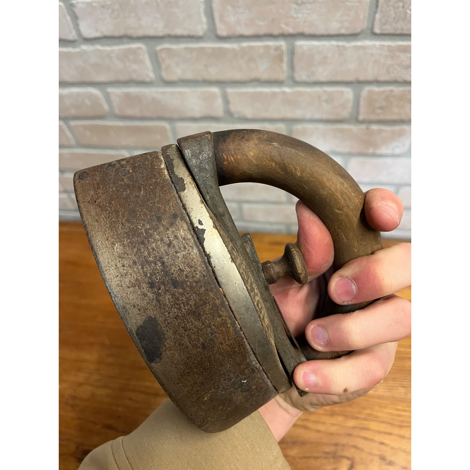 Antique Primitive Griswold Cast Iron Erie PA Flat Sad Iron Nickel-Plated