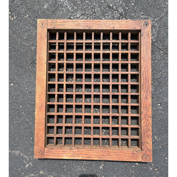 Antique Vintage Oak Wooden Wood Floor Grate Large Cold Air Return Vent Mission Arts & Crafts Craftsman Home