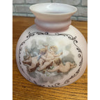 Ornate Cherub Oil Kerosene Lamp Shade Victorian Peach Coral Pink