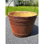 Antique Primitive 19th c Original Red Paint Wood Stave Sap Syrup Pail Bucket AAFA