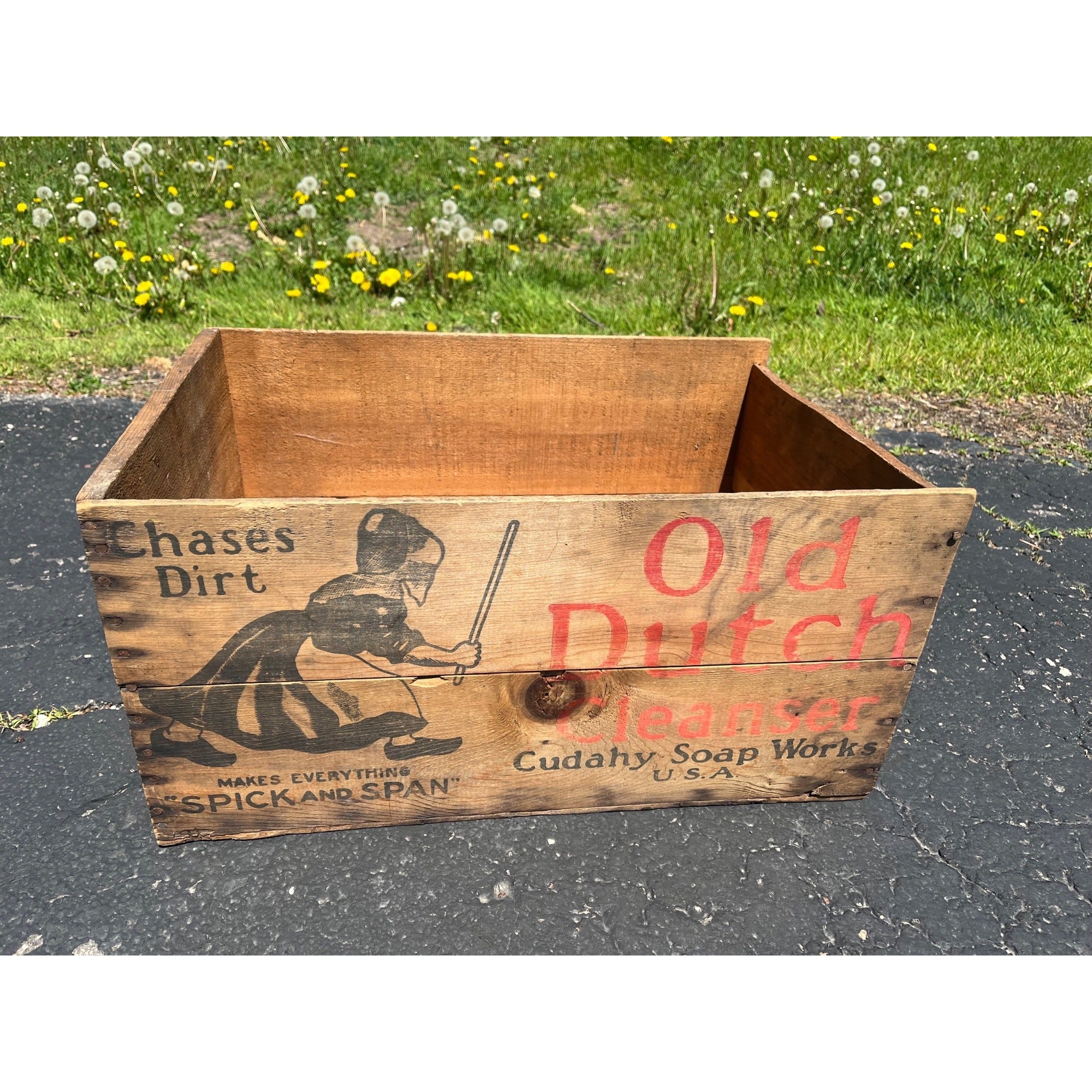 Vintage Old Dutch Cleanser Wooden Crate Box Advertising Primitive Kitchen Decor