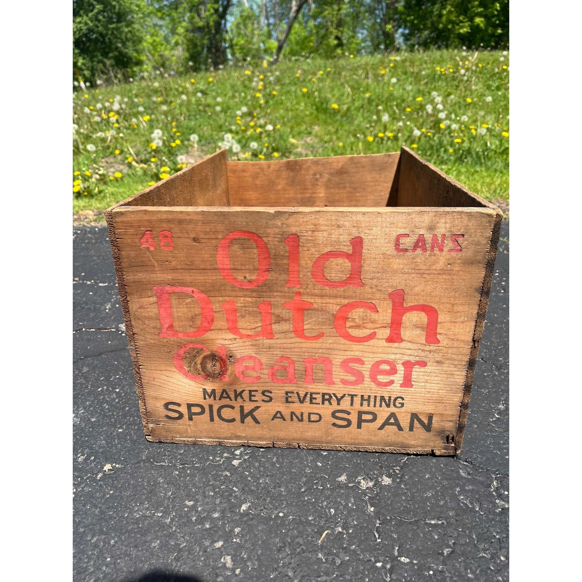 Vintage Old Dutch Cleanser Wooden Crate Box Advertising Primitive Kitchen Decor
