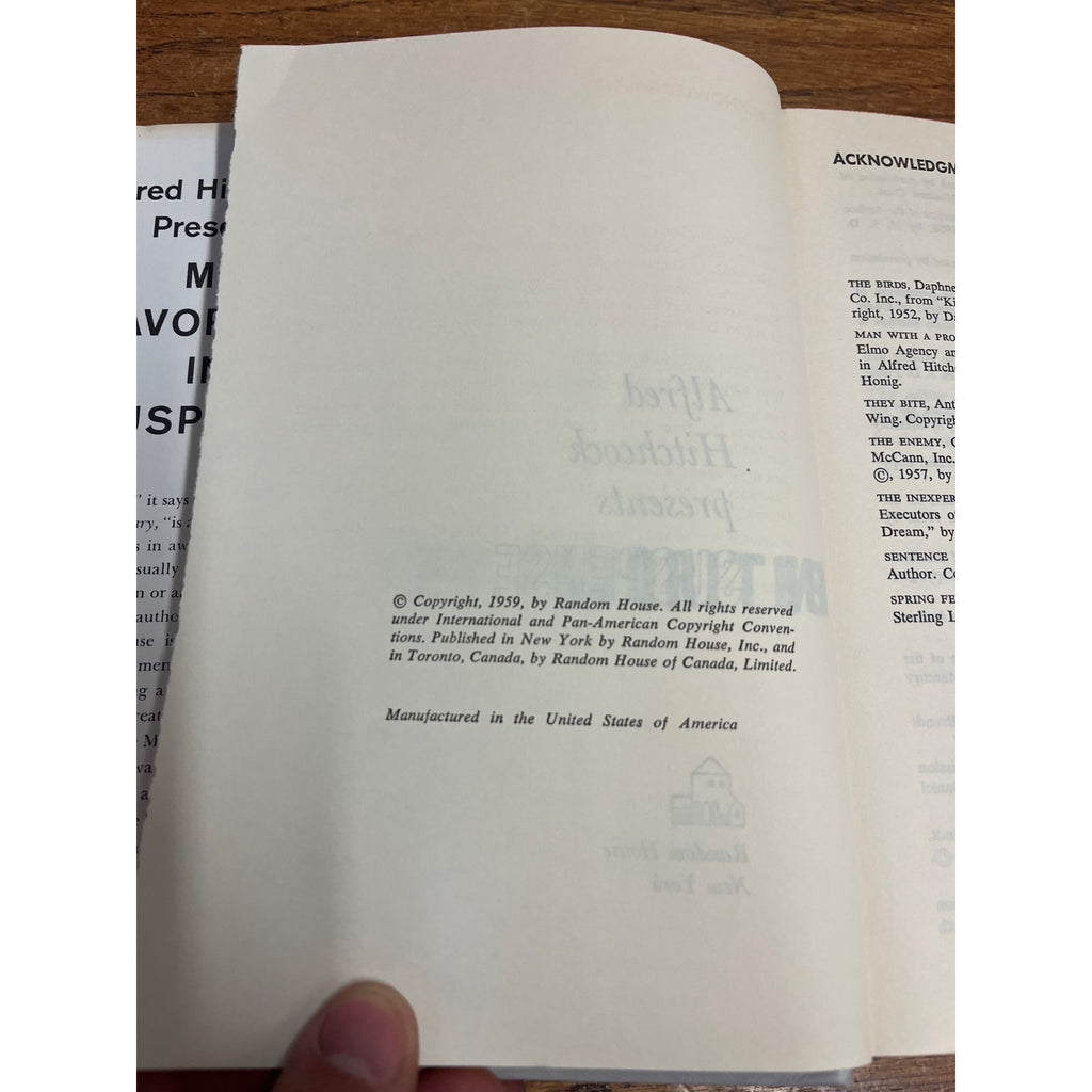 Alfred Hitchcock Presents My Favorites in Suspense 1959 HCDJ Book Club Edition