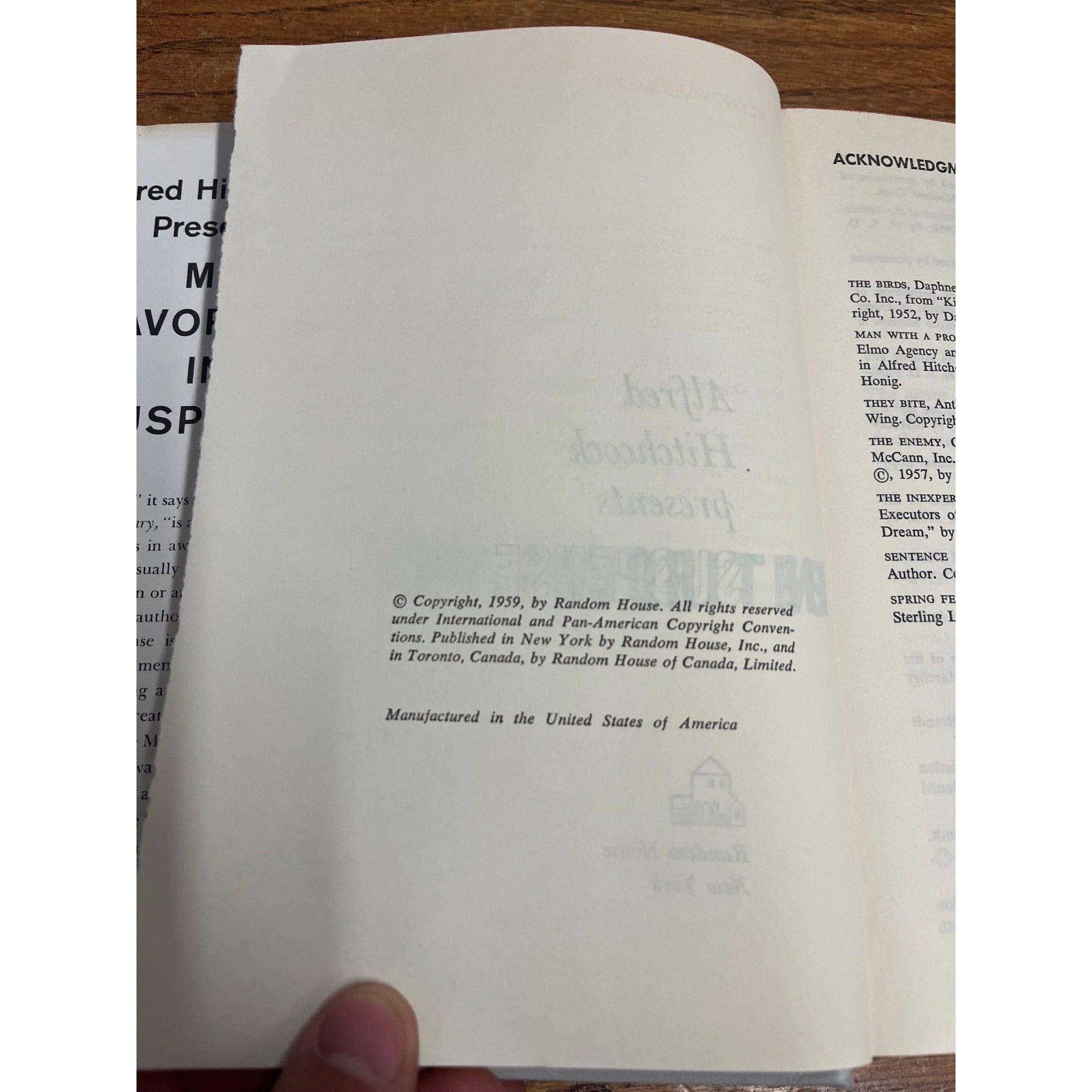Alfred Hitchcock Presents My Favorites in Suspense 1959 HCDJ Book Club Edition