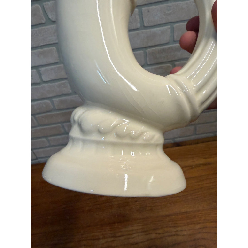 Vintage Royal Crown Czechoslovakia Pottery Horn-Shaped Floral Epergne Vase