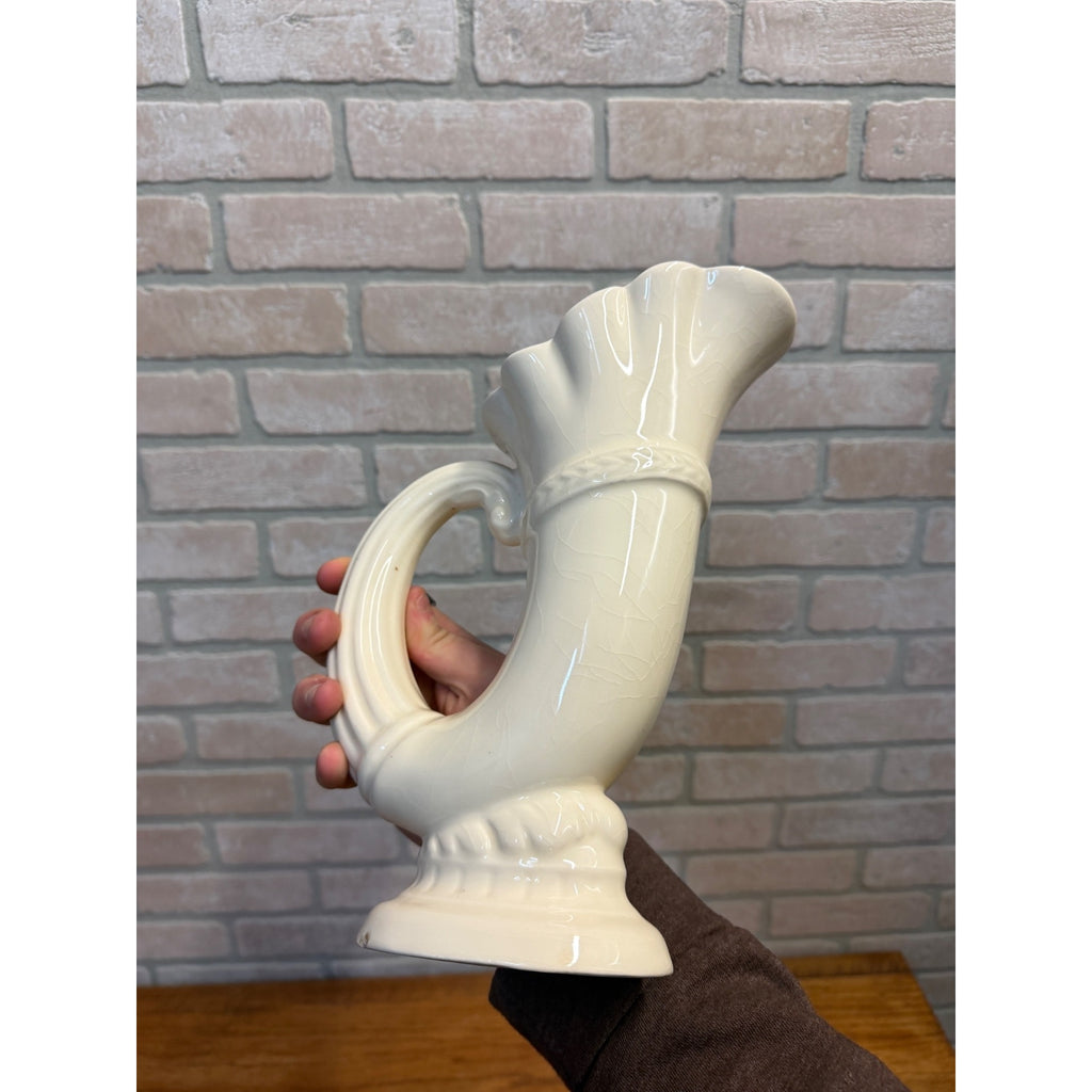 Vintage Royal Crown Czechoslovakia Pottery Horn-Shaped Floral Epergne Vase