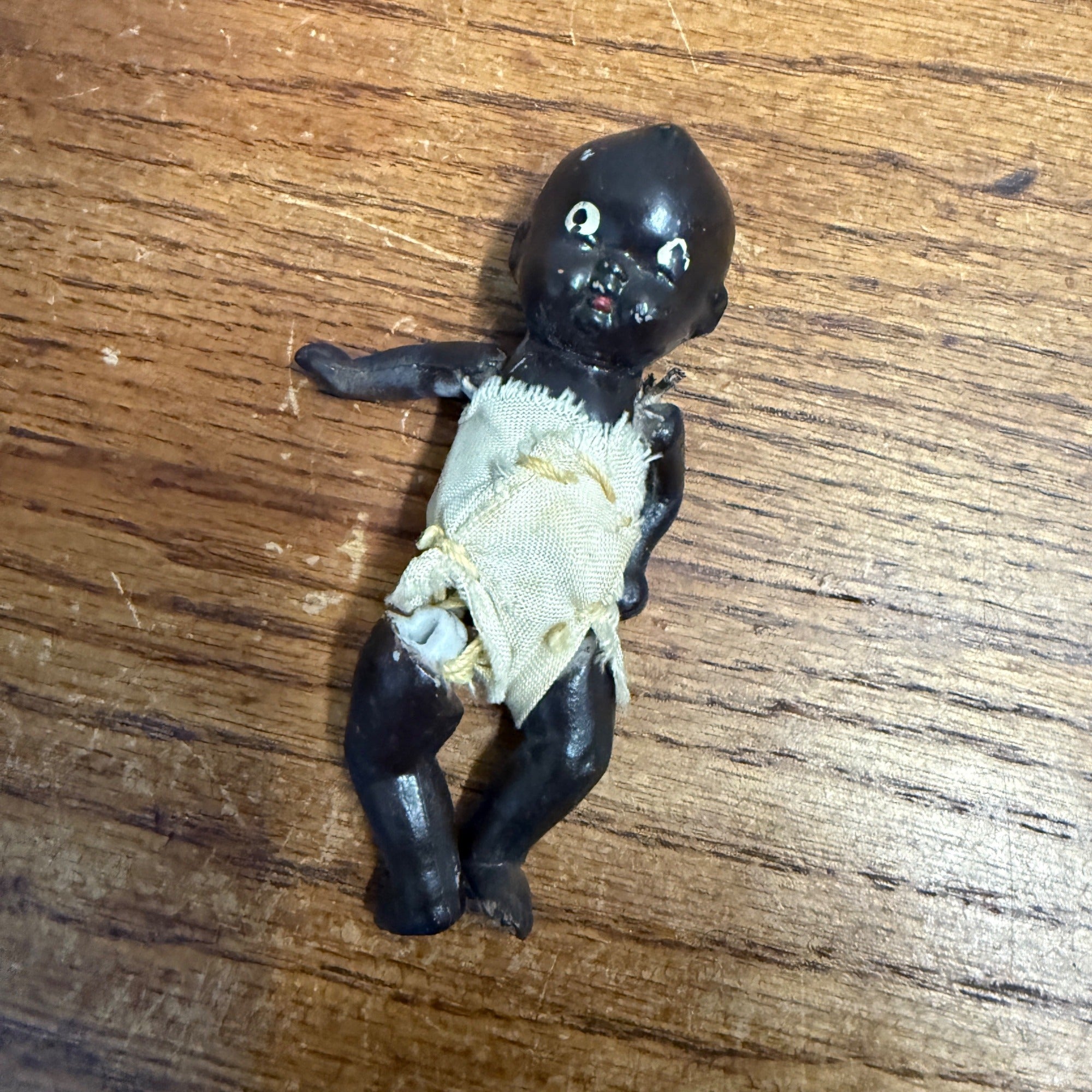 Vintage Antique Bisque 4" Black Baby Doll Jointed Made in Japan