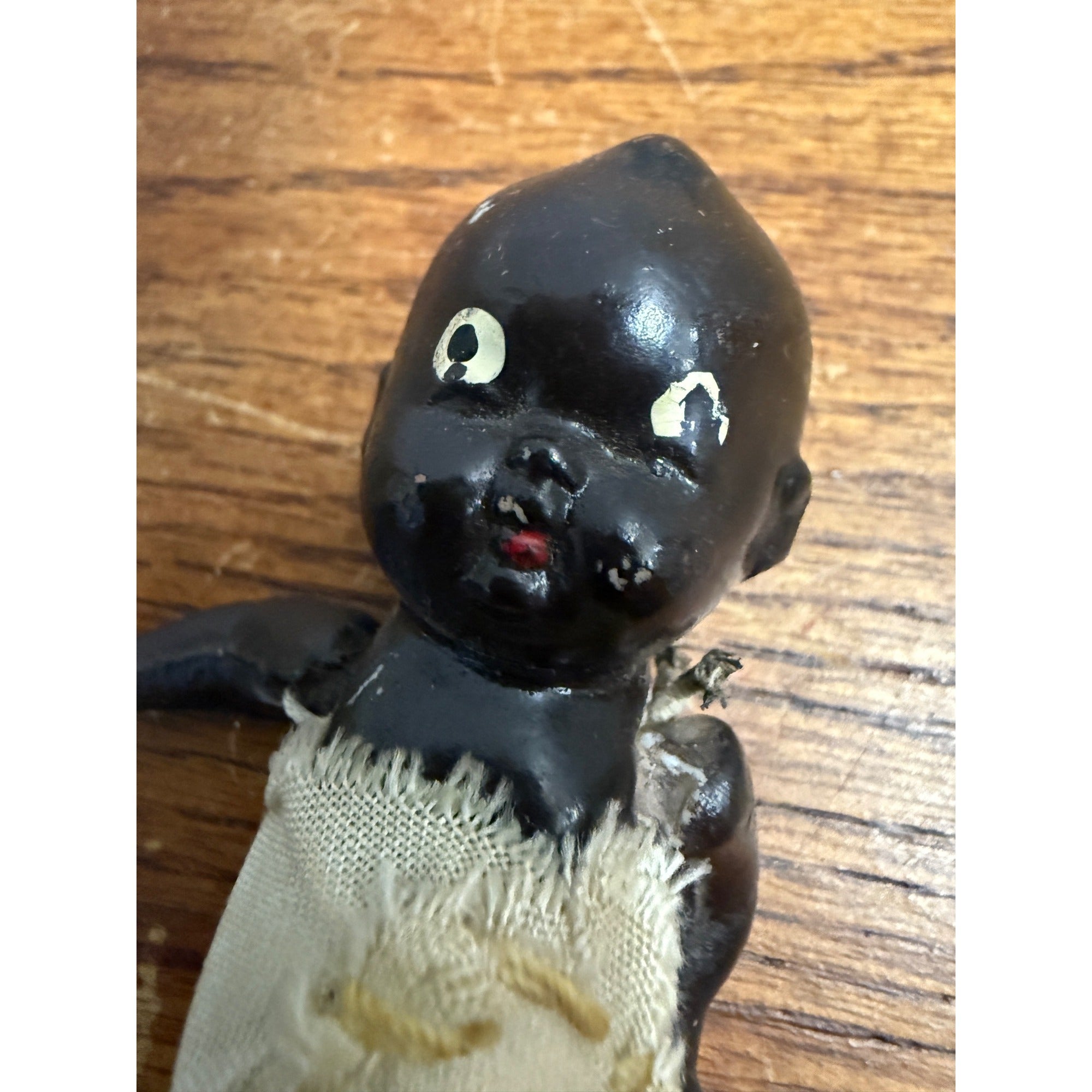 Vintage Antique Bisque 4" Black Baby Doll Jointed Made in Japan