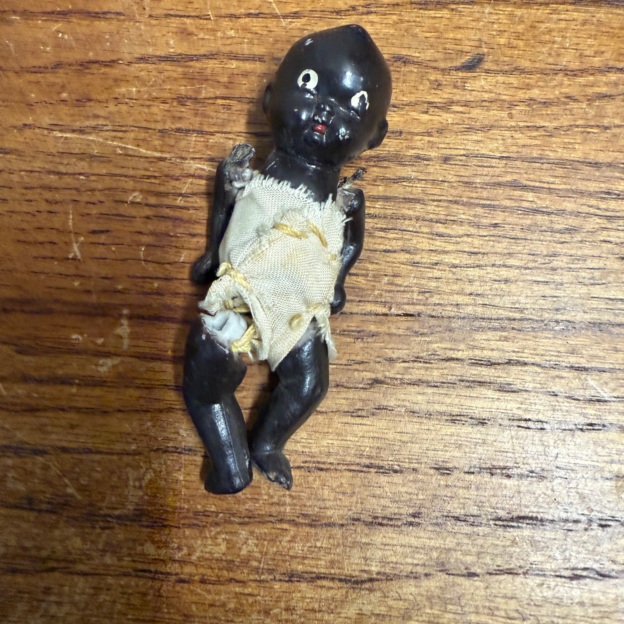 Vintage Antique Bisque 4" Black Baby Doll Jointed Made in Japan