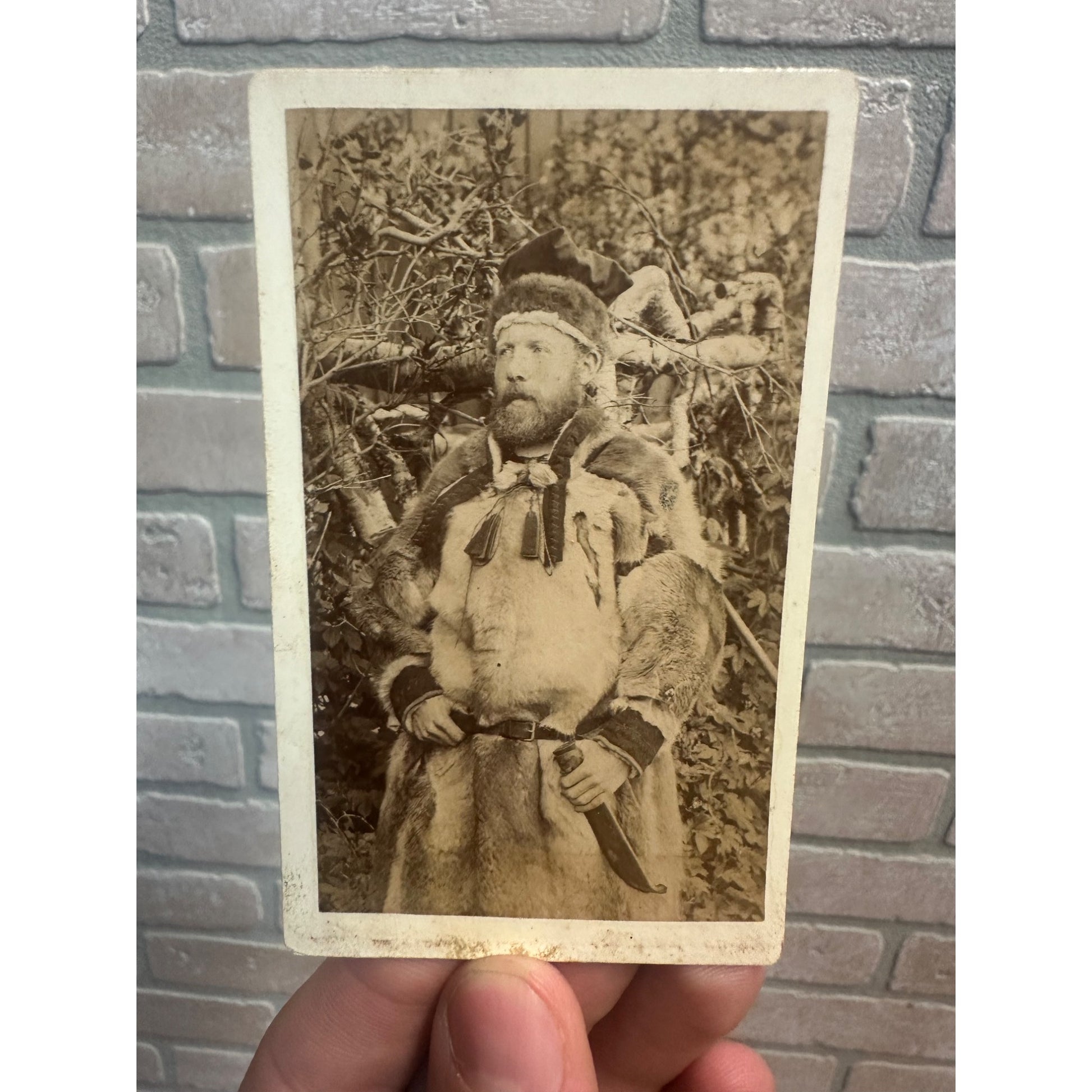 Original CDV Photo Sami Man Laplander Lapp Reindeer Herder Hunter