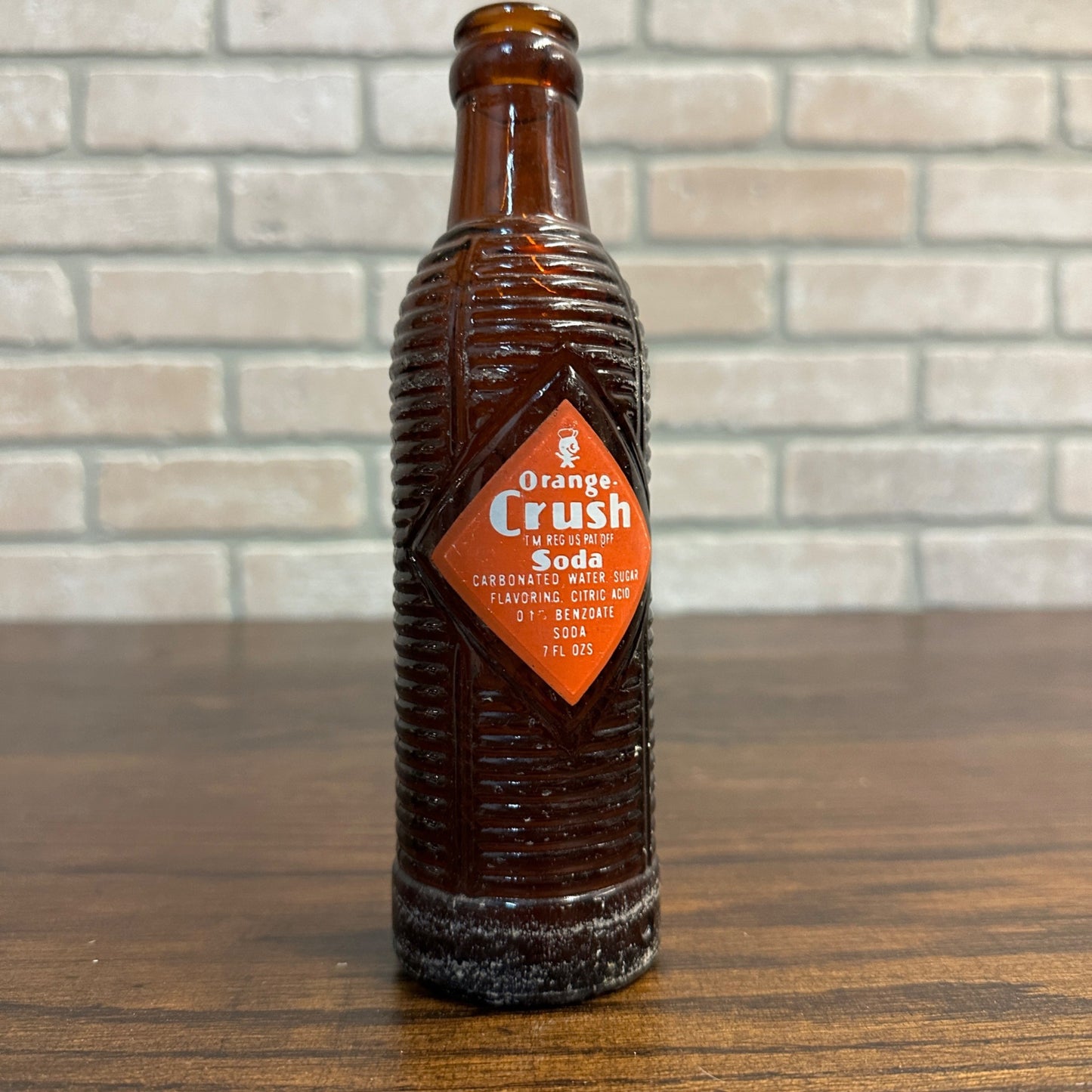 1954 Vintage Orange Crush 7oz Brown Ribbed Soda Bottle Louisville, Lexington Kentucky