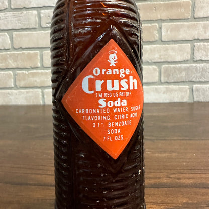 1954 Vintage Orange Crush 7oz Brown Ribbed Soda Bottle Louisville, Lexington Kentucky