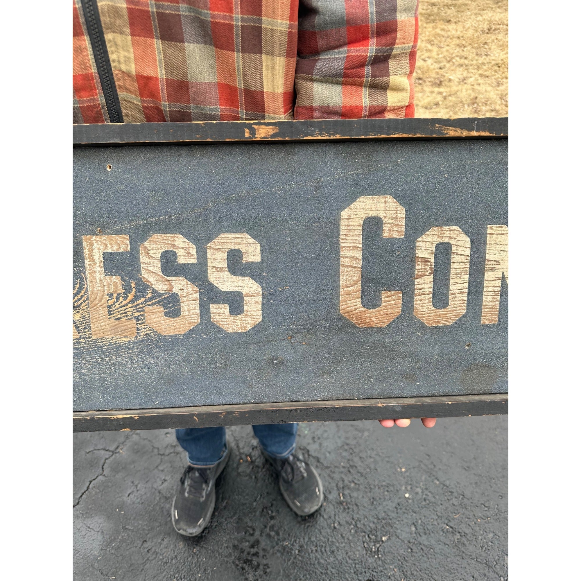 Original c1880s Adams Express Co. Wooden Smaltz Paint Advertising Trade Sign