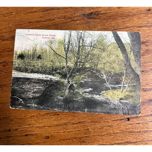 Carver's Rocks Below Bridge Clinton Wisconsin Wis Original Postcard WI