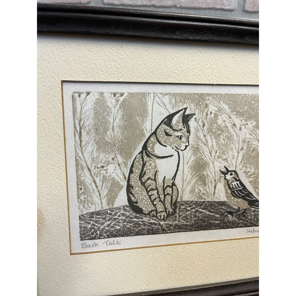 Vintage MCM Helen Johann Printmaker Signed Art Piece Back Talk Milwaukee Artist