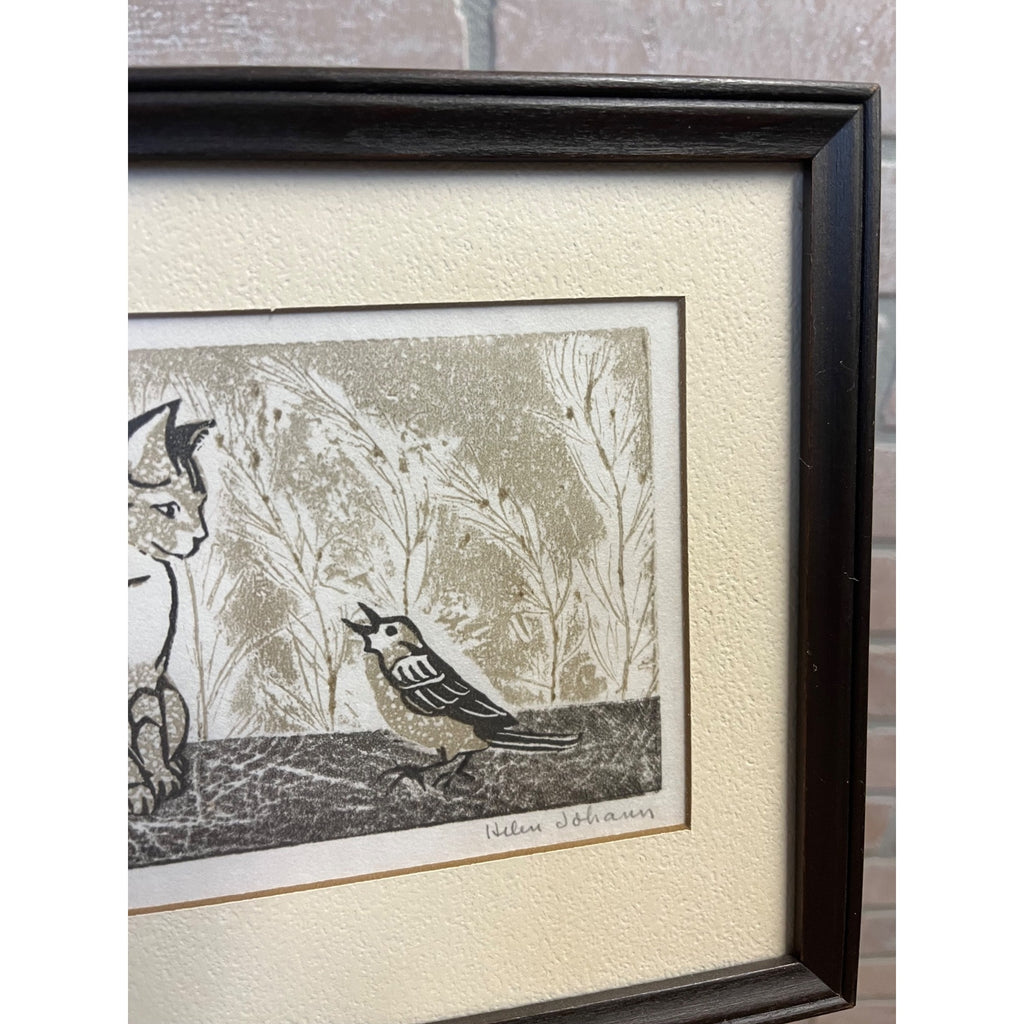 Vintage MCM Helen Johann Printmaker Signed Art Piece Back Talk Milwaukee Artist