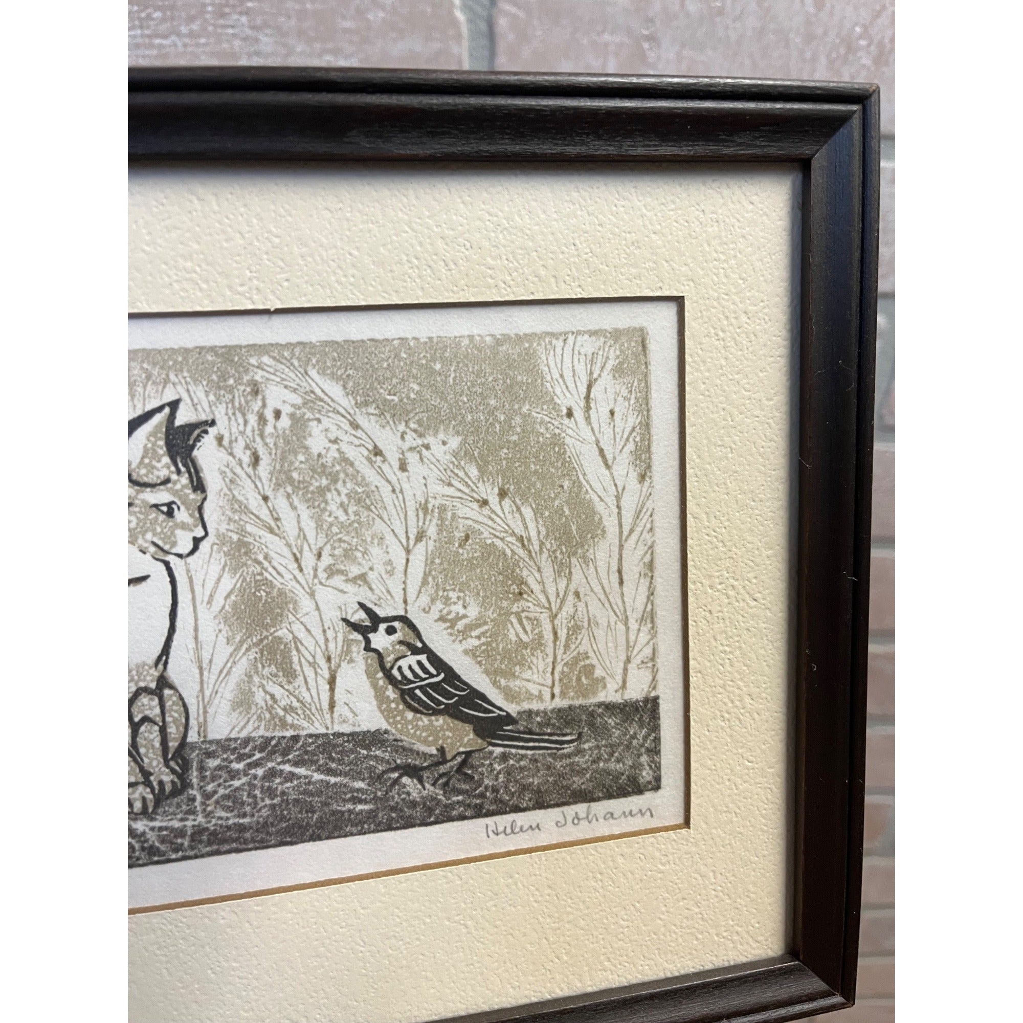 Vintage MCM Helen Johann Printmaker Signed Art Piece Back Talk Milwaukee Artist