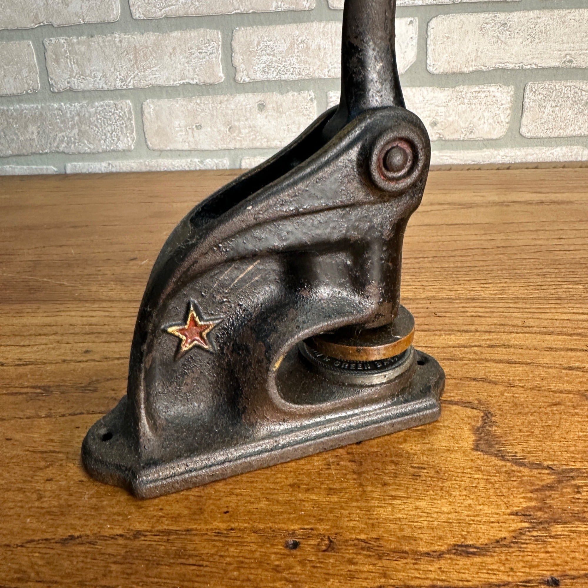 Antique Shooting Star Cast Iron Notary Stamp Seal - Dunn Mining Green Bay Wis