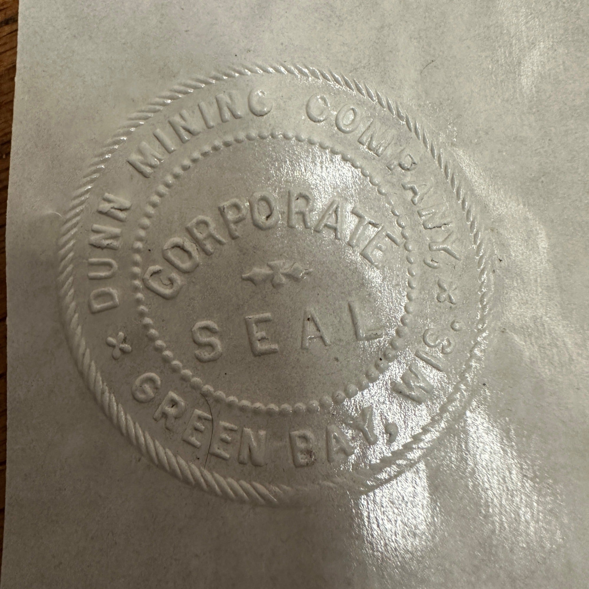 Antique Shooting Star Cast Iron Notary Stamp Seal - Dunn Mining Green Bay Wis