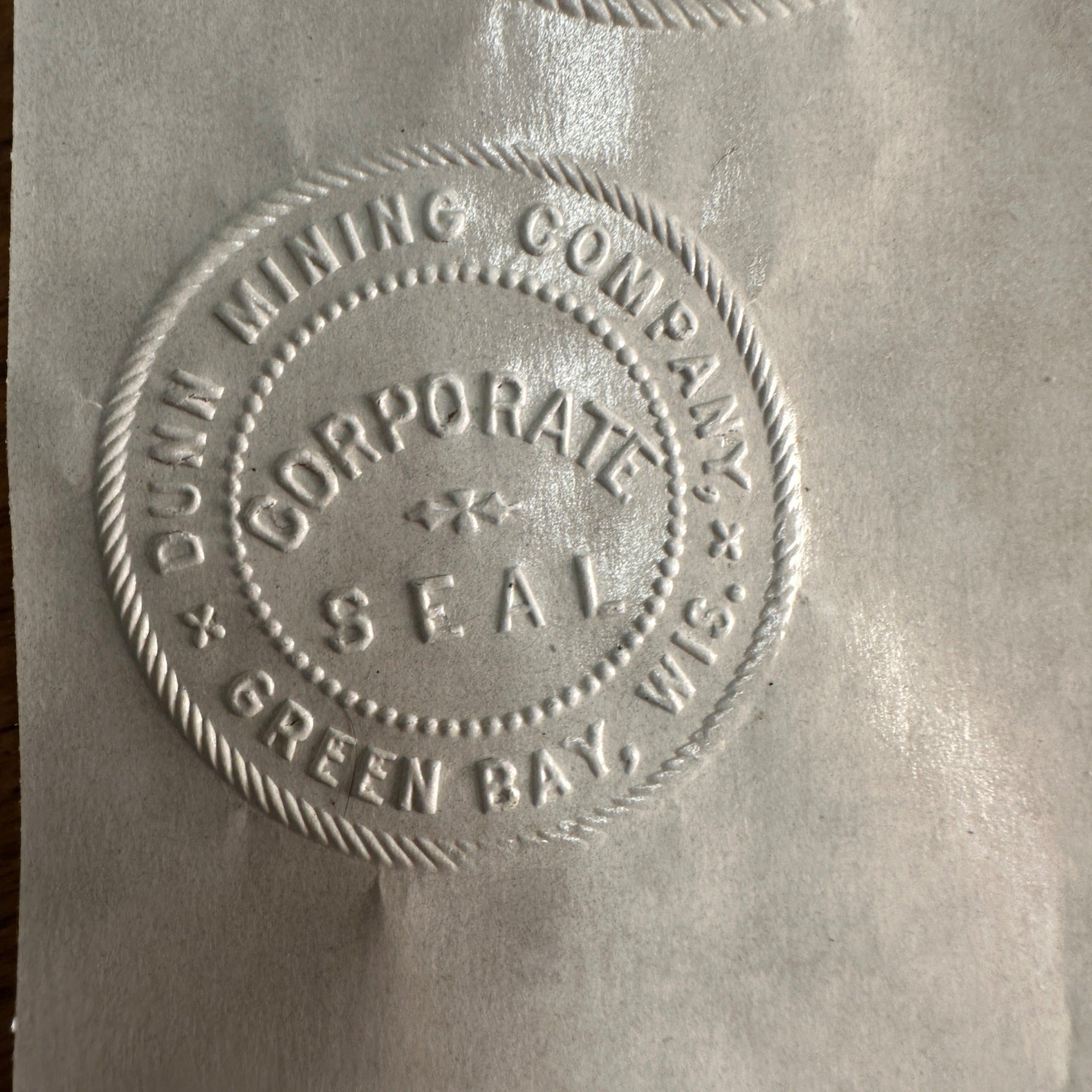 Antique Shooting Star Cast Iron Notary Stamp Seal - Dunn Mining Green Bay Wis