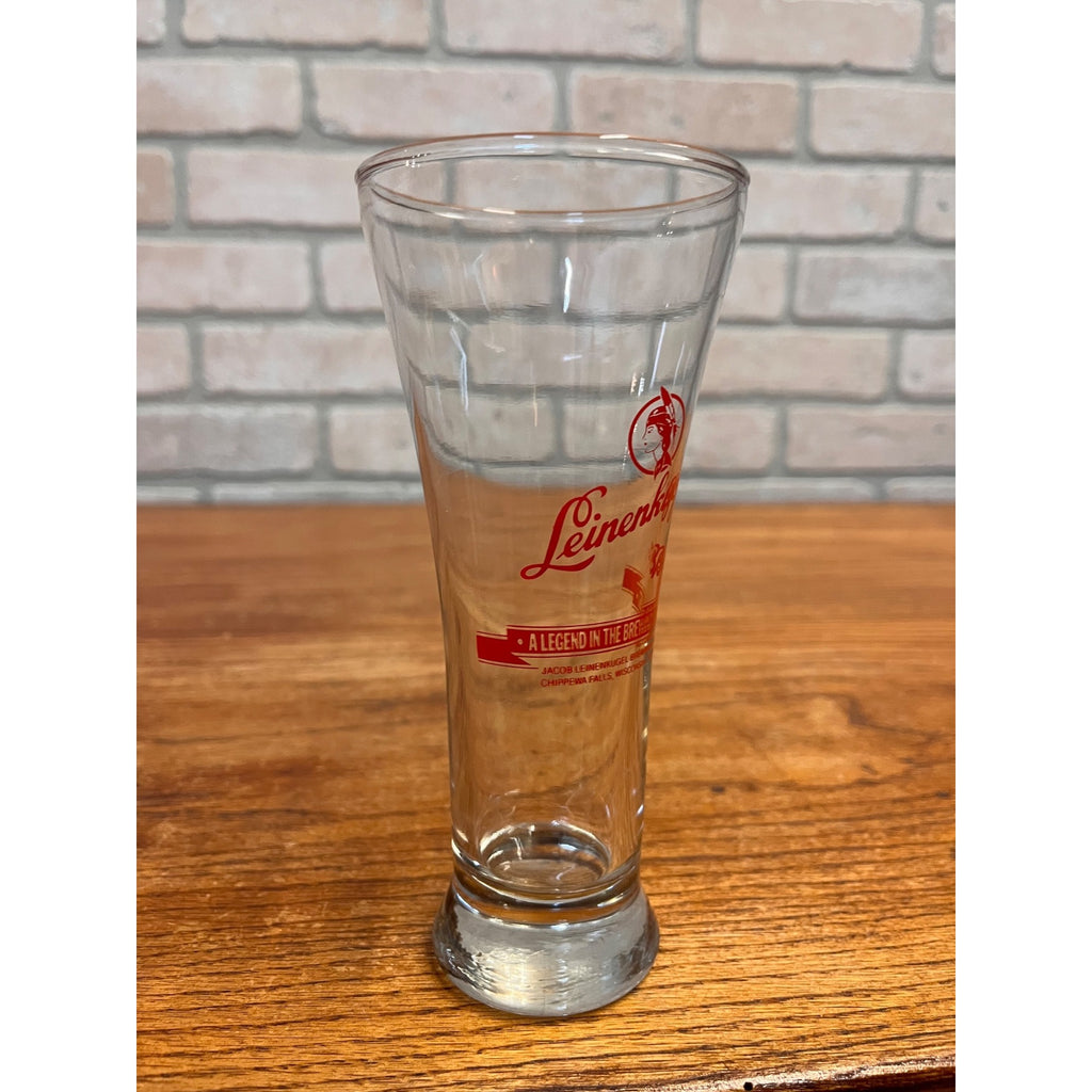 Vintage J. Leinenkugel Brewing Pilsner Glass Indian Maiden Chippewa Falls 6.75"