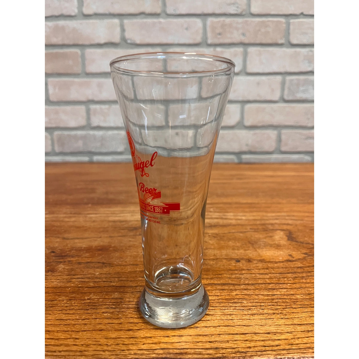 Vintage J. Leinenkugel Brewing Pilsner Glass Indian Maiden Chippewa Falls 6.75"