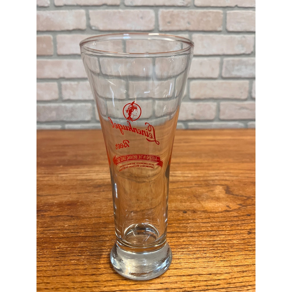 Vintage J. Leinenkugel Brewing Pilsner Glass Indian Maiden Chippewa Falls 6.75"