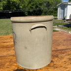 Antique 5-Gallon Salt Glazed Stoneware Cobalt Lazy Eight Design Akron, Ohio Primitive Farmhouse