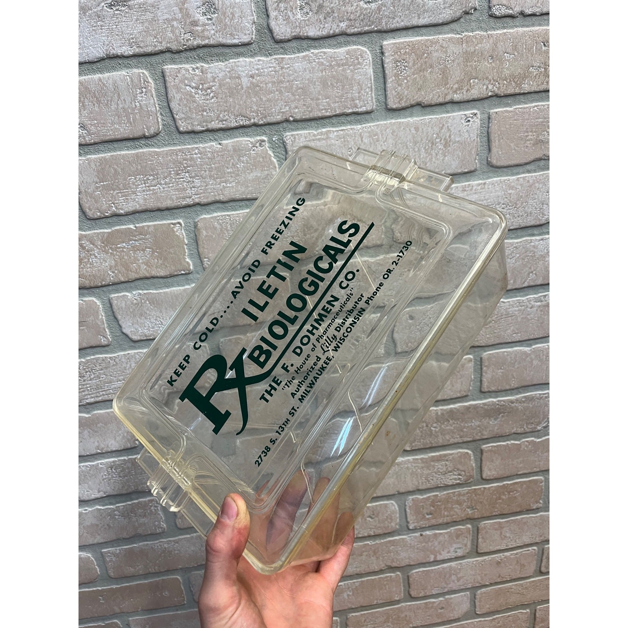 Vintage F. Dohmen Milwaukee Pharmaceutical Drug Store Plastic Freezer Container