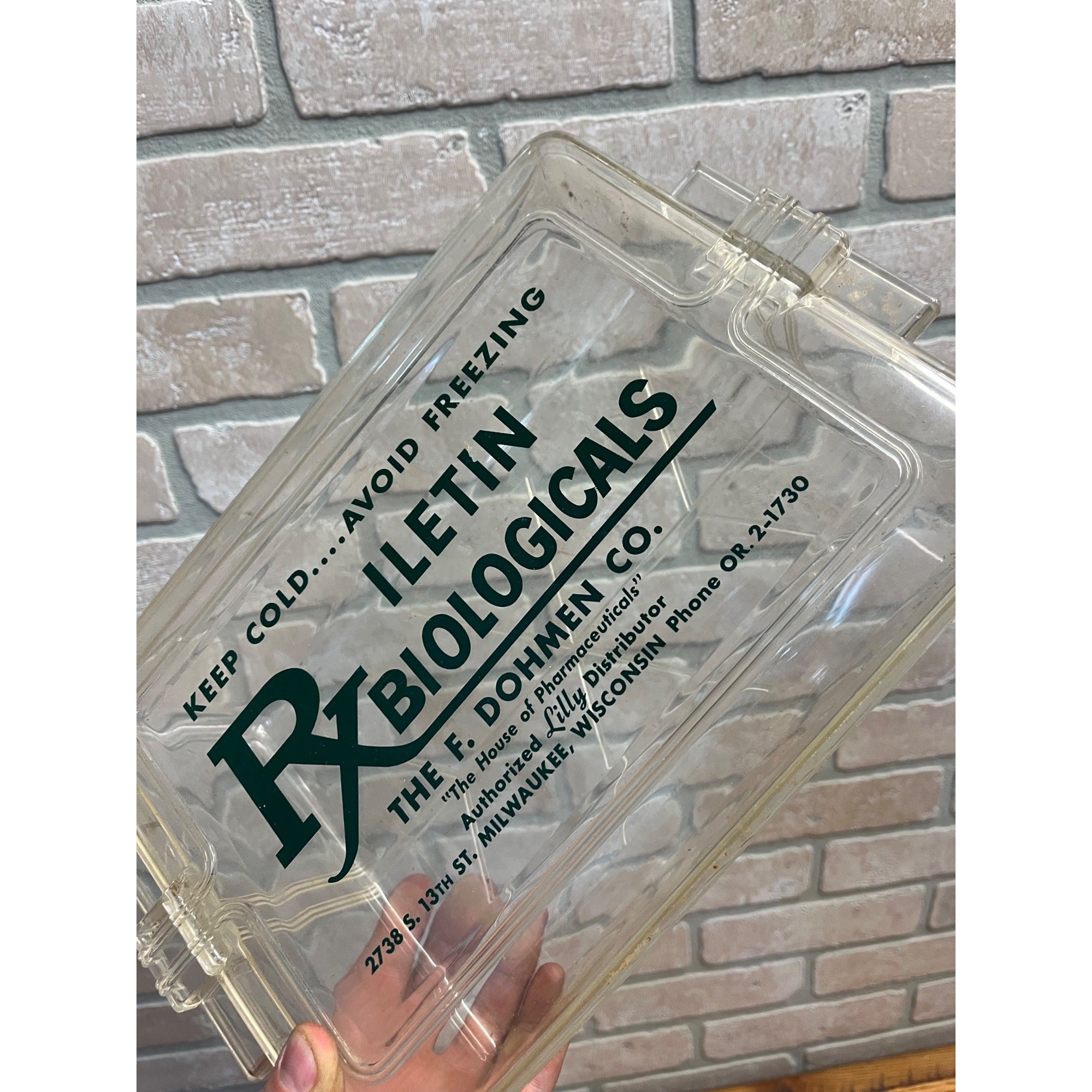 Vintage F. Dohmen Milwaukee Pharmaceutical Drug Store Plastic Freezer Container