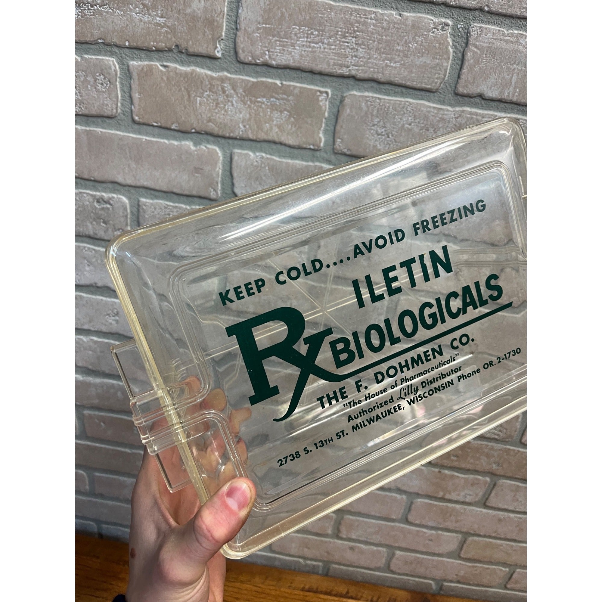 Vintage F. Dohmen Milwaukee Pharmaceutical Drug Store Plastic Freezer Container