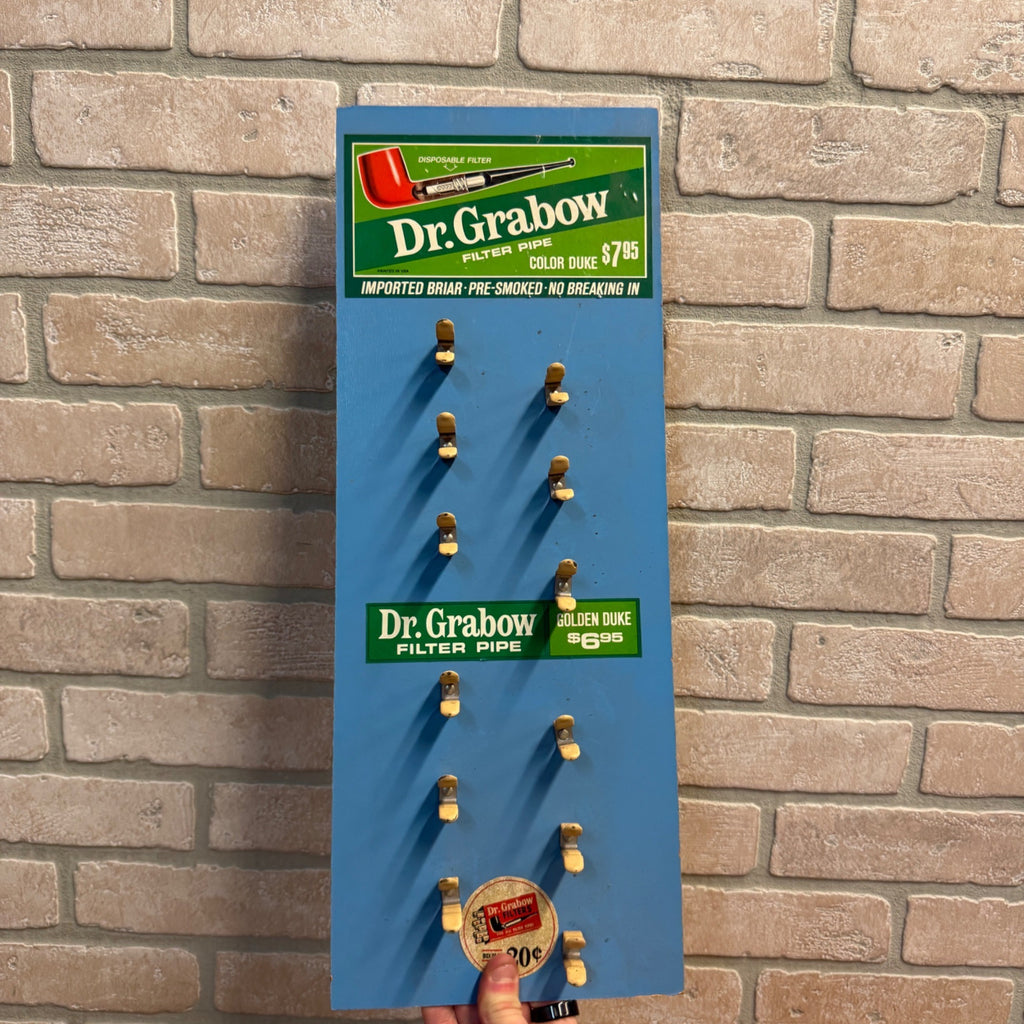Dr Grabow Vintage Pipe Tobacco Smoking Display Stand Sign Retail Advertising.