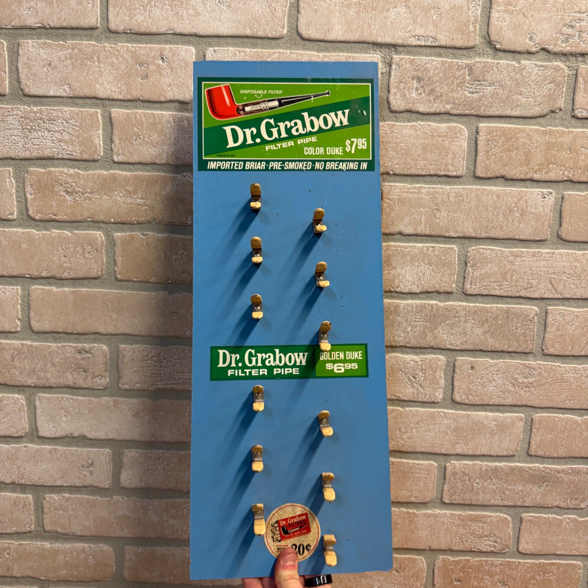 Dr Grabow Vintage Pipe Tobacco Smoking Display Stand Sign Retail Advertising.