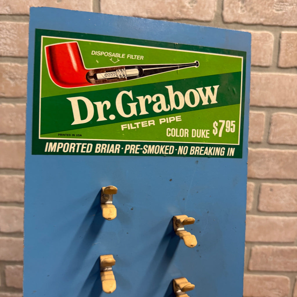 Dr Grabow Vintage Pipe Tobacco Smoking Display Stand Sign Retail Advertising.