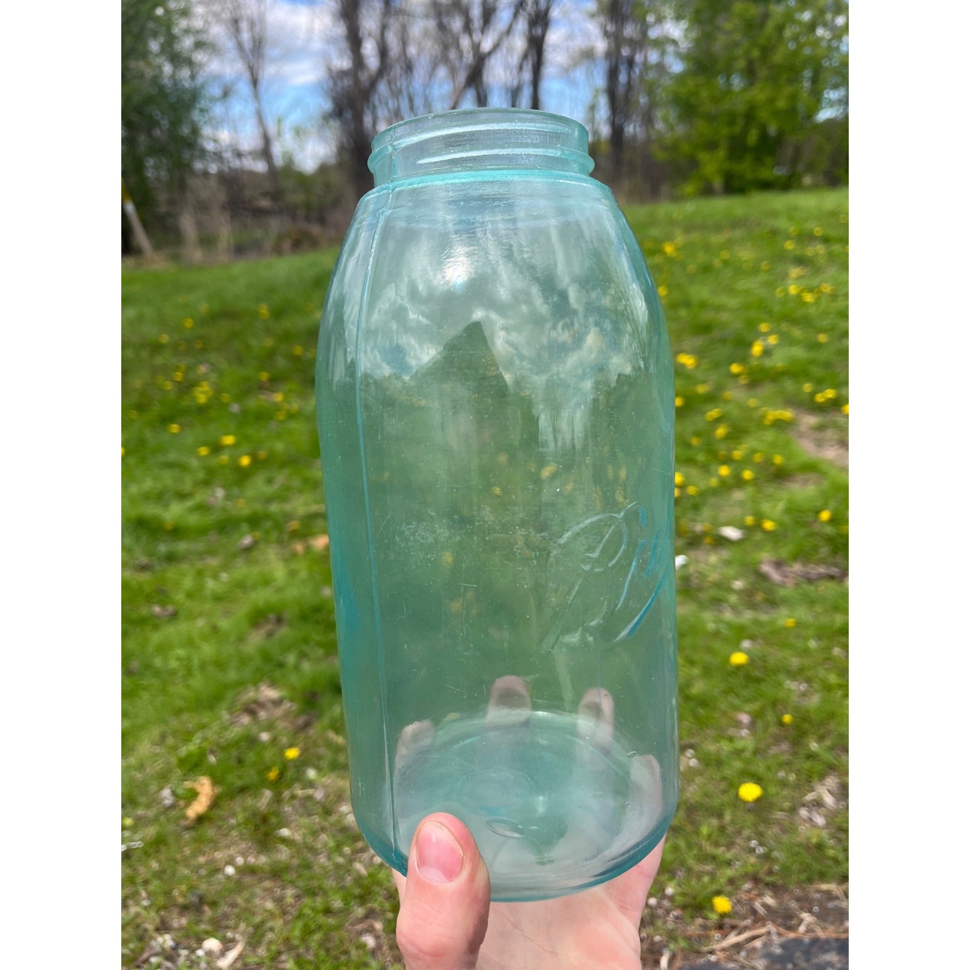 Antique Fruit Canning Jar BALL 3L Half Gallon Opalized