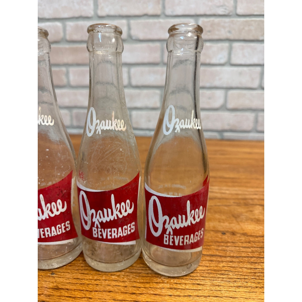 Lot of 3 Red ACL Ozaukee Springs Port Washington Wis Wisconsin Soda Bottles