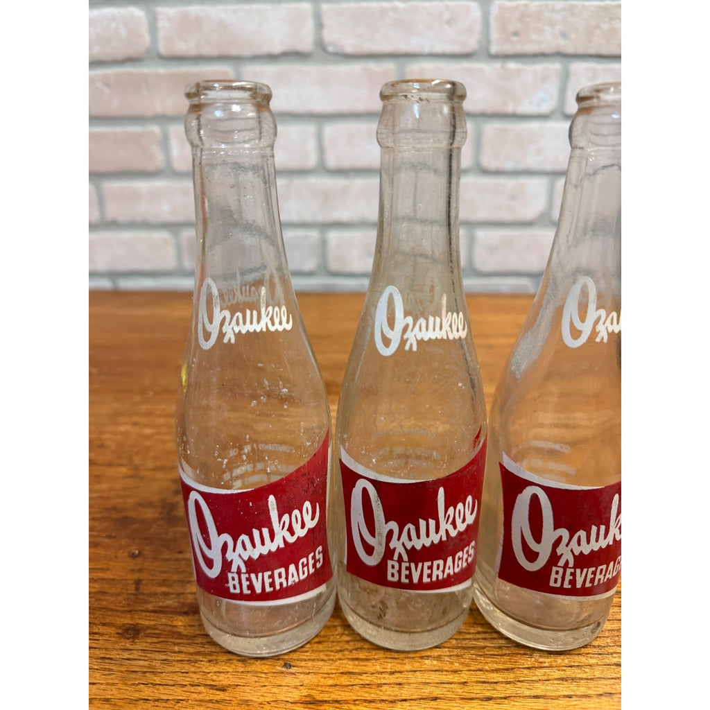 Lot of 3 Red ACL Ozaukee Springs Port Washington Wis Wisconsin Soda Bottles