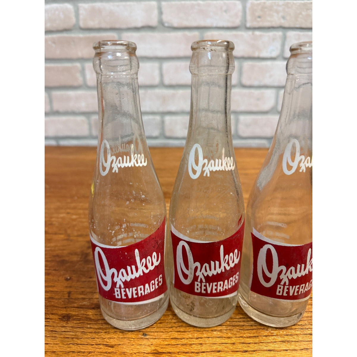 Lot of 3 Red ACL Ozaukee Springs Port Washington Wis Wisconsin Soda Bottles