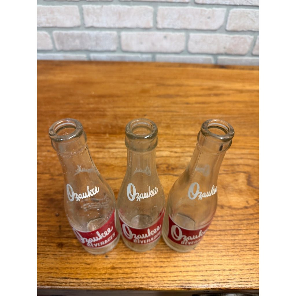 Lot of 3 Red ACL Ozaukee Springs Port Washington Wis Wisconsin Soda Bottles