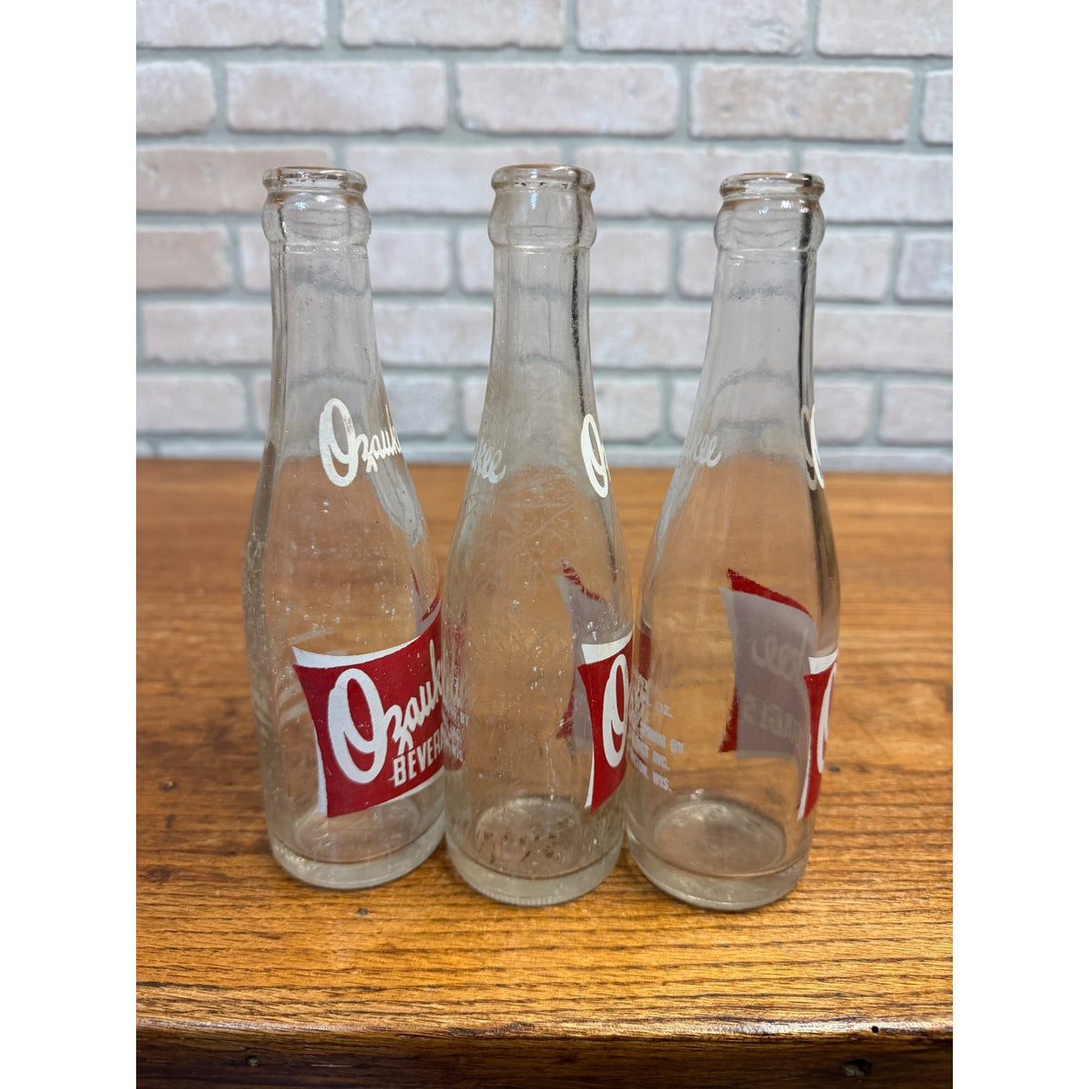Lot of 3 Red ACL Ozaukee Springs Port Washington Wis Wisconsin Soda Bottles