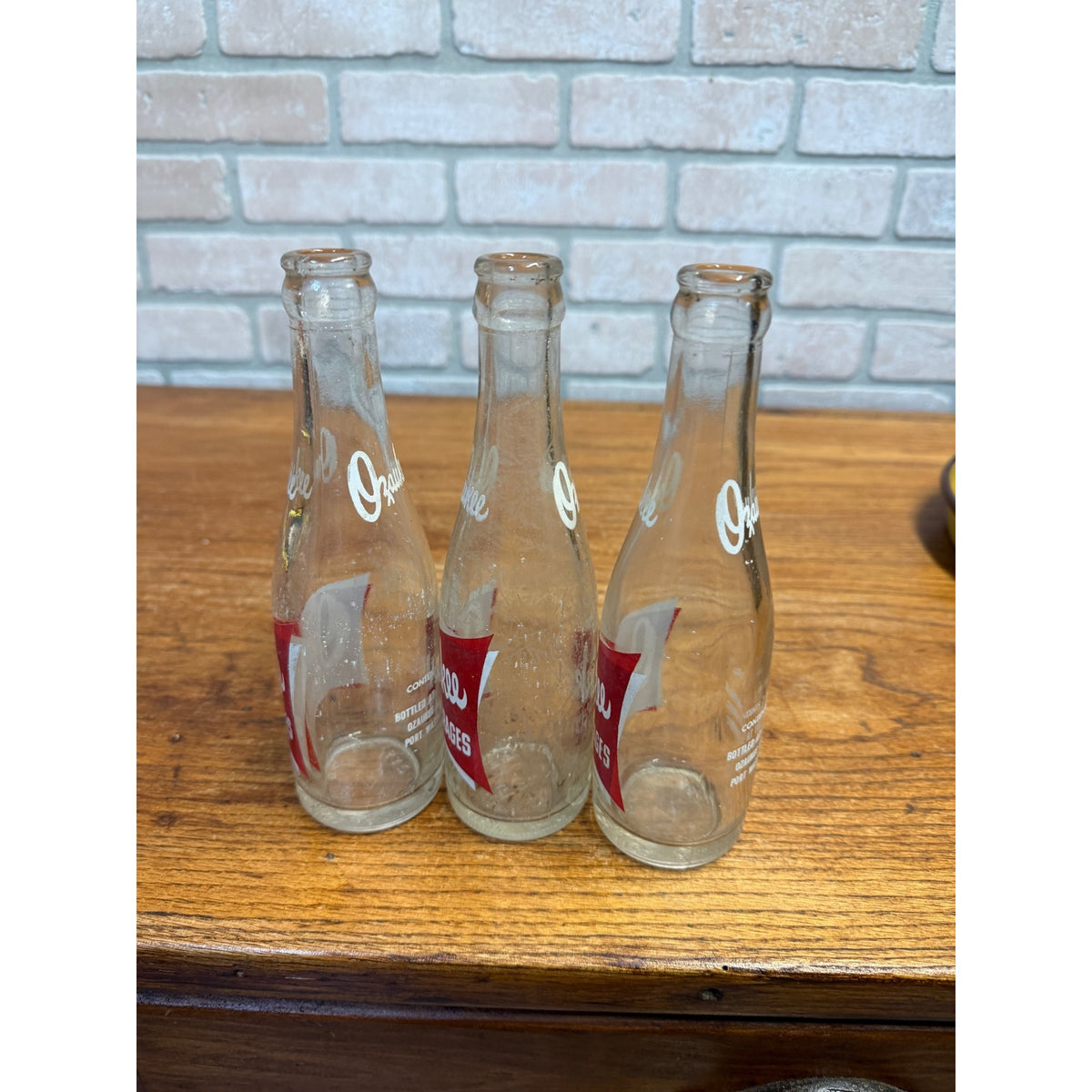 Lot of 3 Red ACL Ozaukee Springs Port Washington Wis Wisconsin Soda Bottles