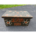 Antique Folk Art Painted Wooden Box Trunk 1833 Pennsylvania Storage Chest