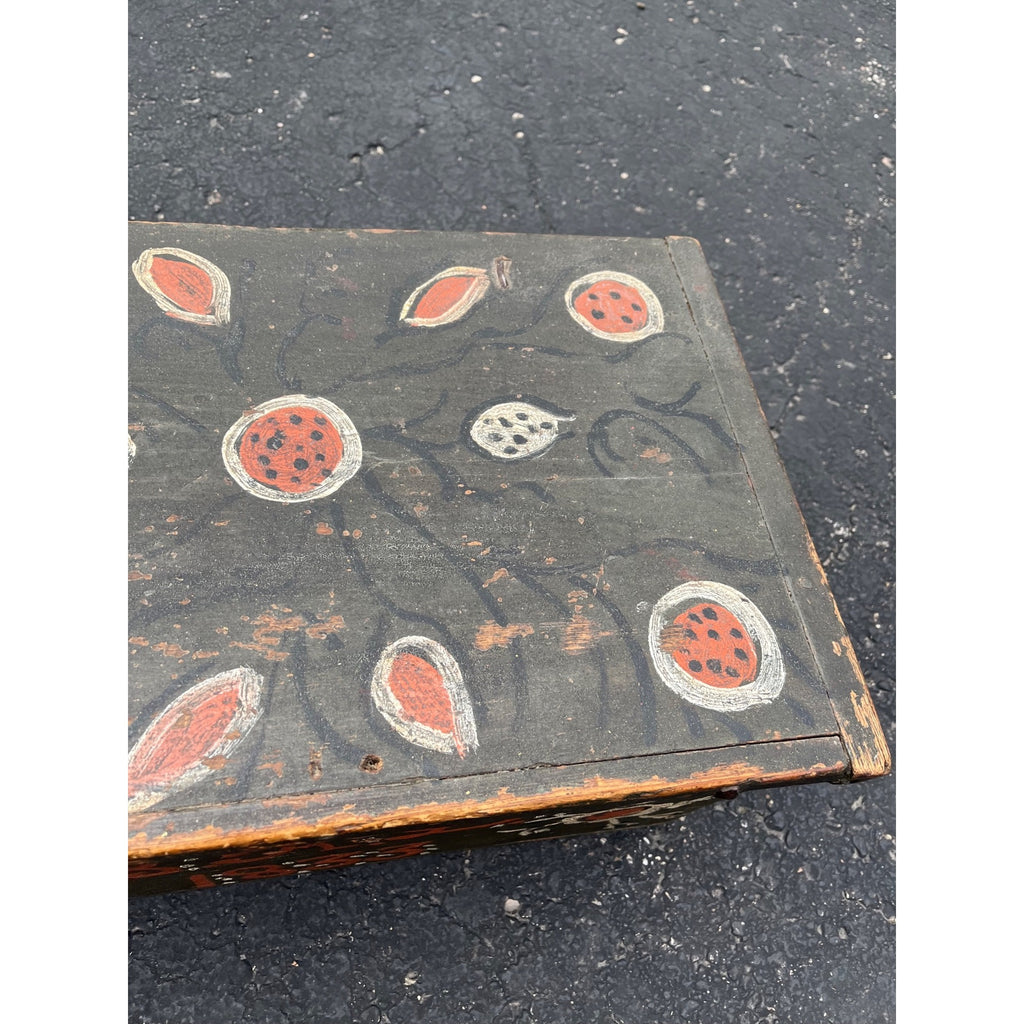 Antique Folk Art Painted Wooden Box Trunk 1833 Pennsylvania Storage Chest