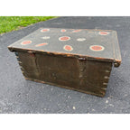 Antique Folk Art Painted Wooden Box Trunk 1833 Pennsylvania Storage Chest