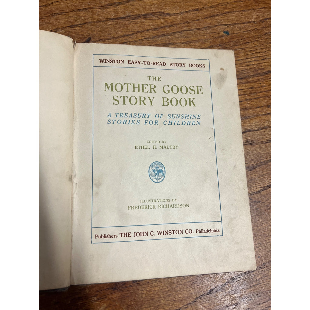 1920 Mother Goose Story Book Frederick Richardson Illustrations Hardcover Book Antique Vintage